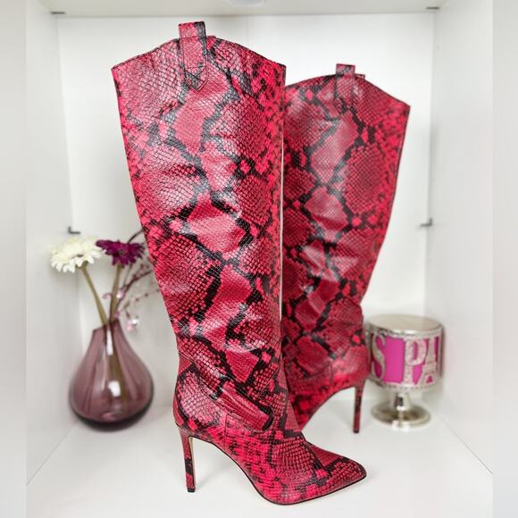 VINCE CAMUTO Kervana Croc Embossed Leather Knee High Boot - Picture 8 of 15